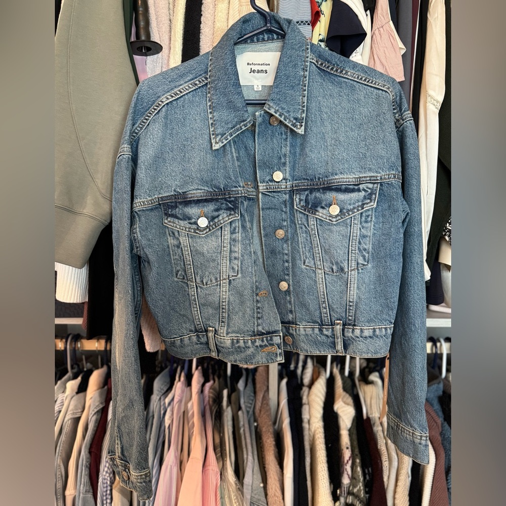 NWT Reformation Light Blue Denim Jacket